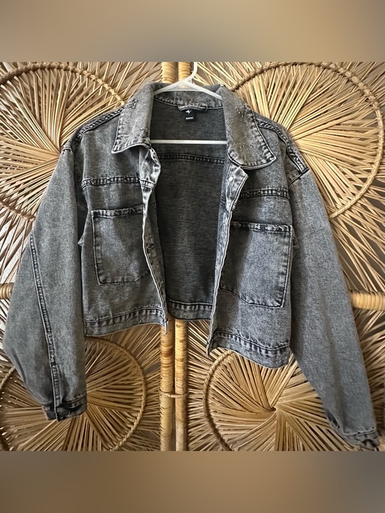 Windsor Jackets & Blazers - Windsor Washed Gray Cropped Denim Jacket